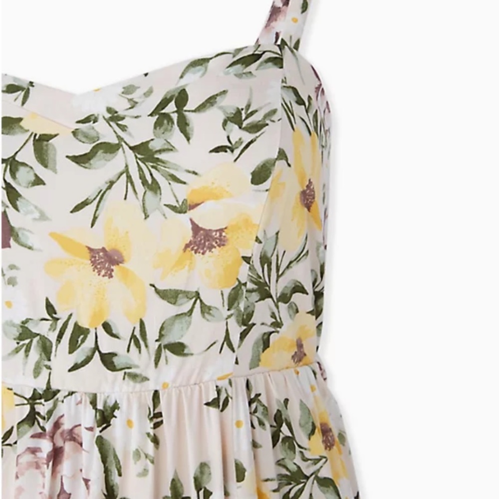 Ivory Floral Challis Midi Dress - Picture 2 of 4